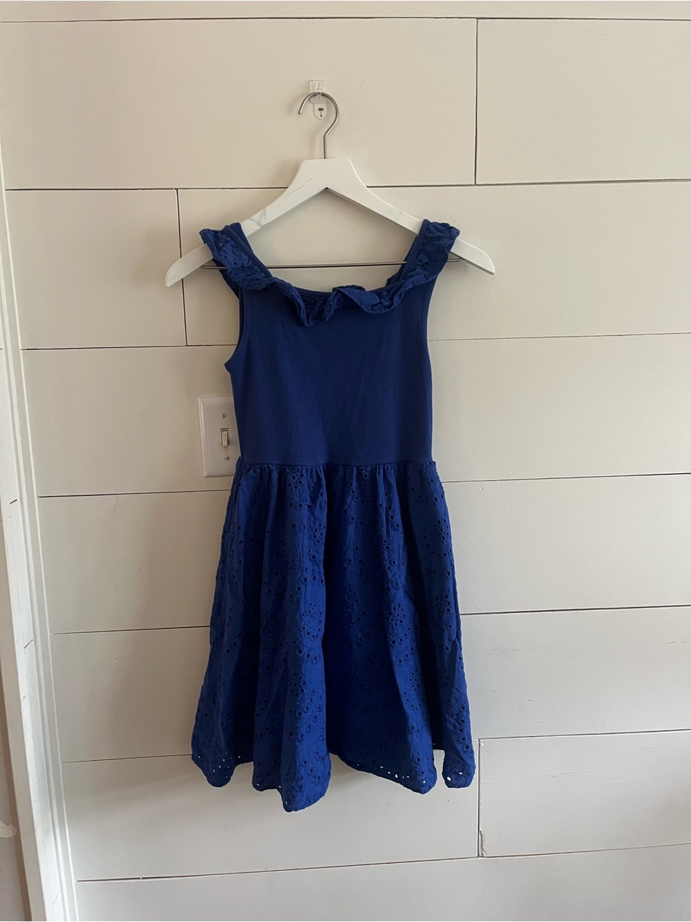 Janie and Jack Royal Blue Eyelet Ruffle Strap Dress